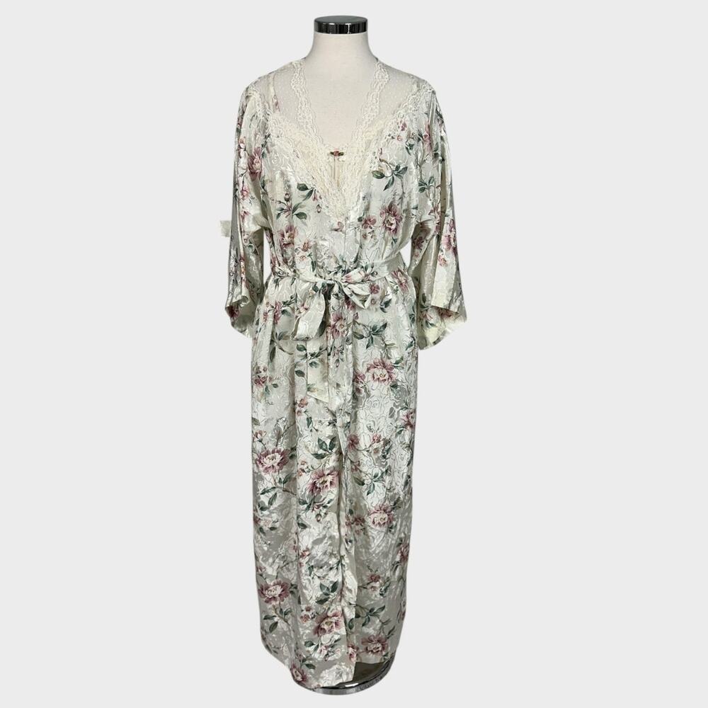 Vintage California Dynasty Medium 100% Polyester Floral Nightgown and Robe Set - Picture 1 of 16